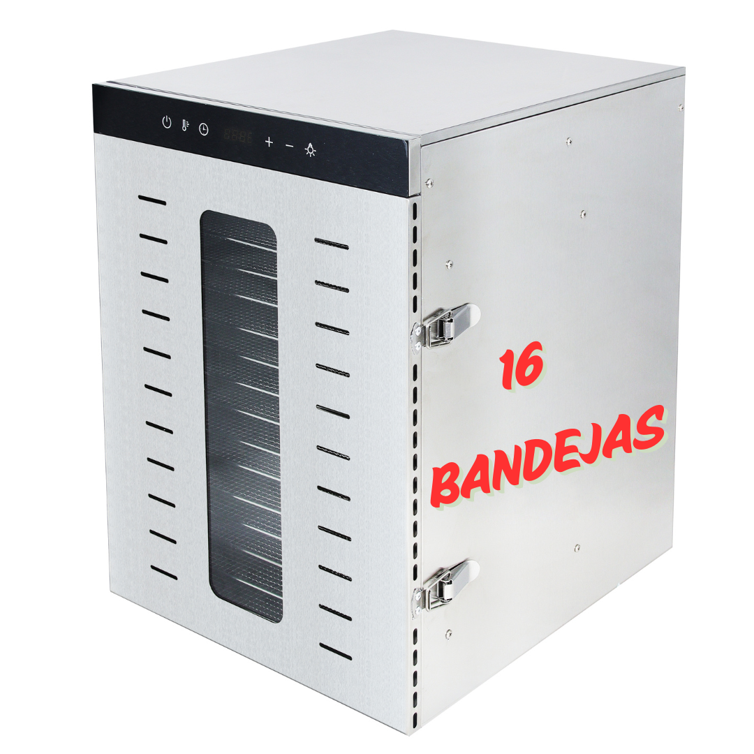DESHIDRATADOR SECADOR ELÉCTRICO DE ALIMENTOS 16 BANDEJAS (GRATIS 16 Alfombrillas antiadherentes)