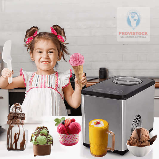 MÁQUINA DE HELADOS COMPACTA DE 3 MODOS, CON COMPRESOR, CAPACIDAD 1,5 L - PROVISTOCK - Soluciones Diversas