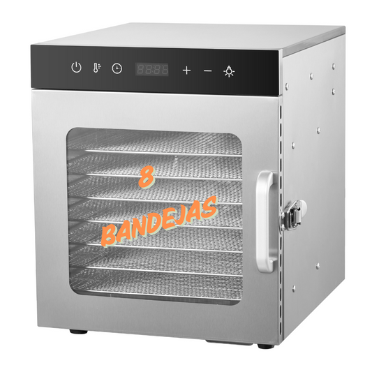 DESHIDRATADOR SECADOR ELÉCTRICO DE ALIMENTOS  8 BANDEJAS (GRATIS 8 Alfombrillas antiadherentes)