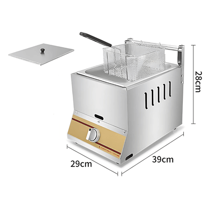 FREIDORA A GAS EN ACERO INOXIDABLE PARA SOBREMESA - 1 TANQUE (6 Litros) - PROVISTOCK - Soluciones Diversas