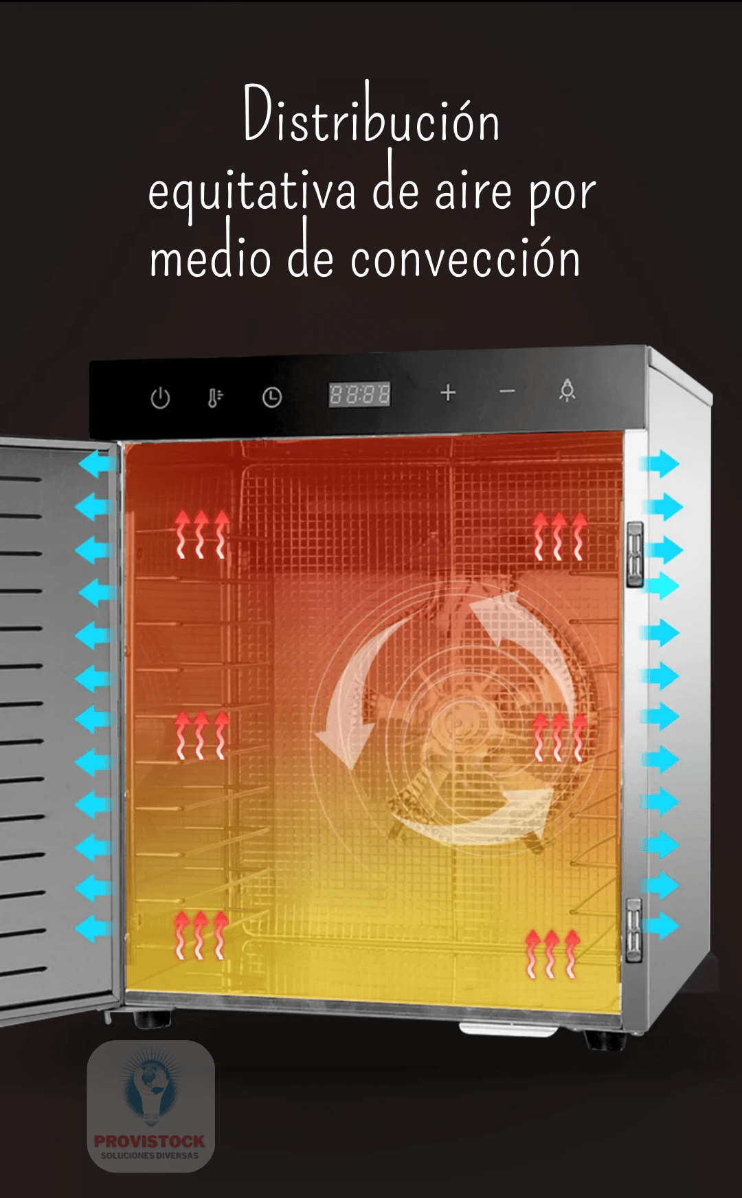 DESHIDRATADOR SECADOR HORNO ELÉCTRICO DE ALIMENTOS, VEGETALES, FRUTAS - 12 BANDEJAS - PROVISTOCK - Soluciones Diversas