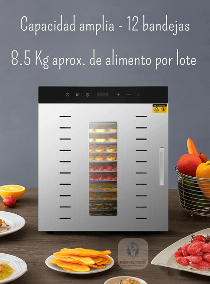 DESHIDRATADOR SECADOR HORNO ELÉCTRICO DE ALIMENTOS, VEGETALES, FRUTAS - 12 BANDEJAS - PROVISTOCK - Soluciones Diversas