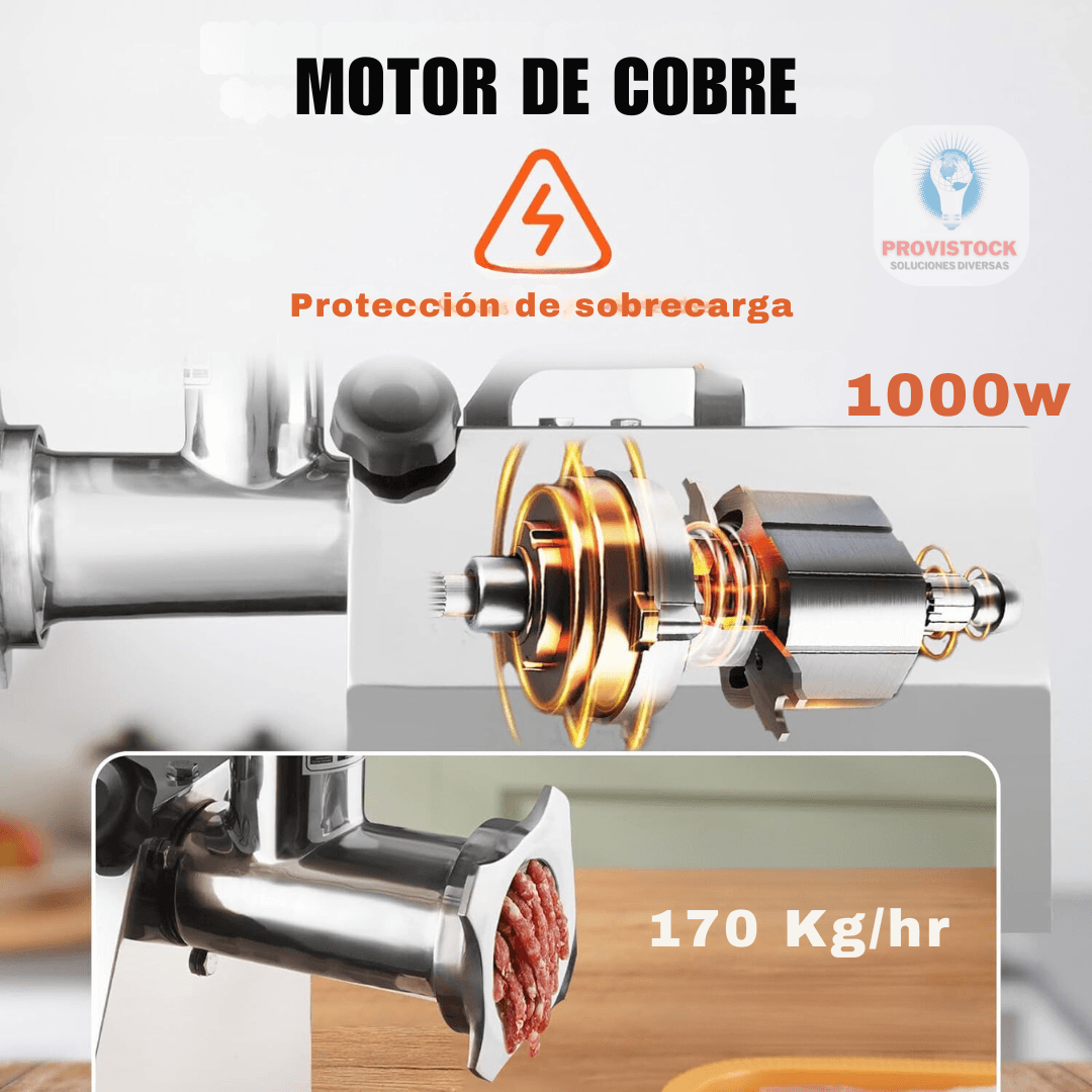 MOLINO PICADOR PICADORA EMBUTIDOR EMBUTIDORA ELÉCTRICO DE CARNE #12 - 170 Kg/hr - PROVISTOCK - Soluciones Diversas